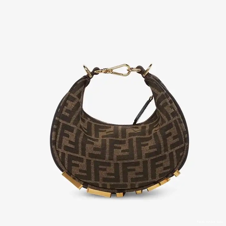 Affordable FF Motif Brown Fendigraphy Fabric Hobo Fendi In Bag Mini 0428